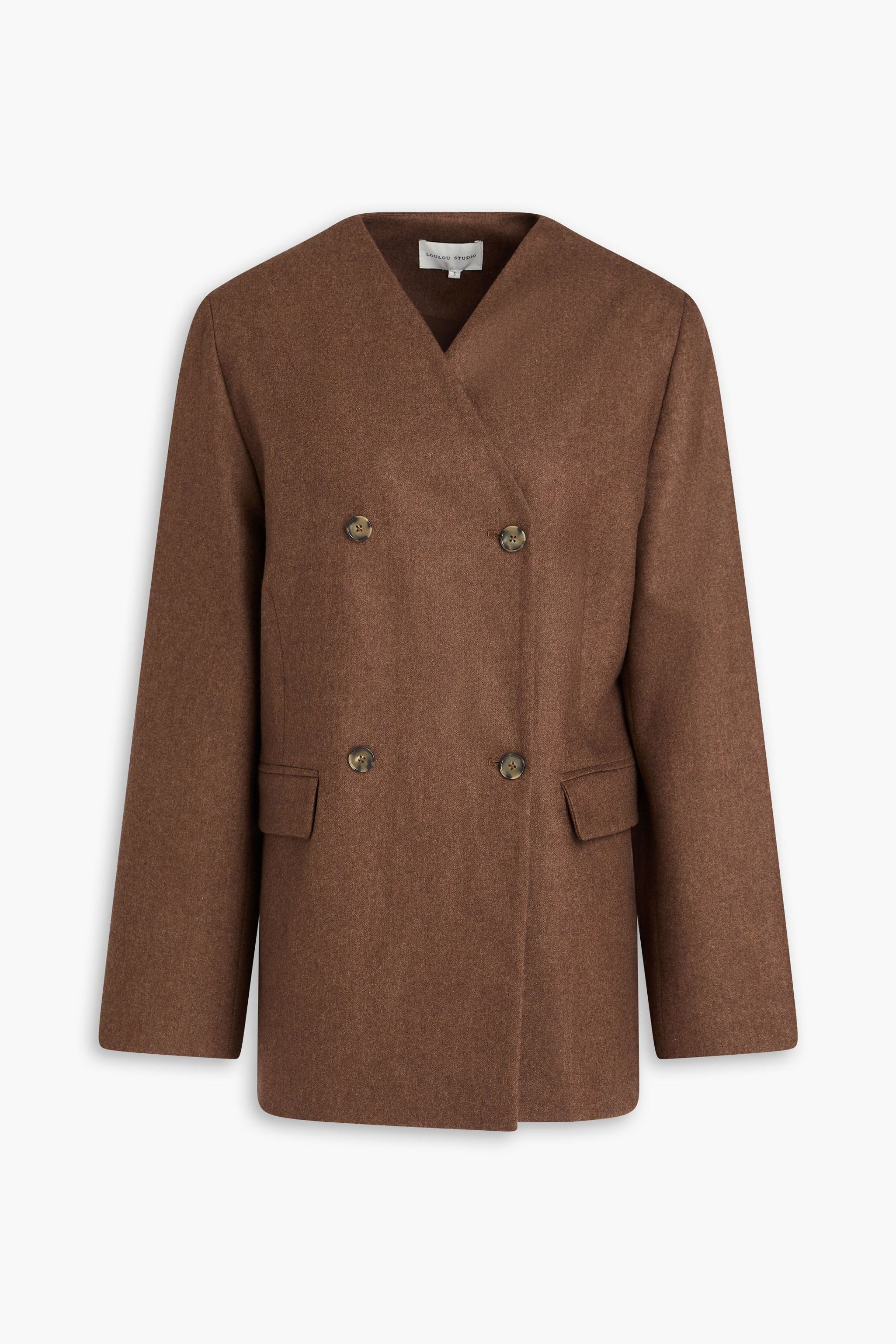 Loulou Studio blazer Ildulara flanelle de laine brun