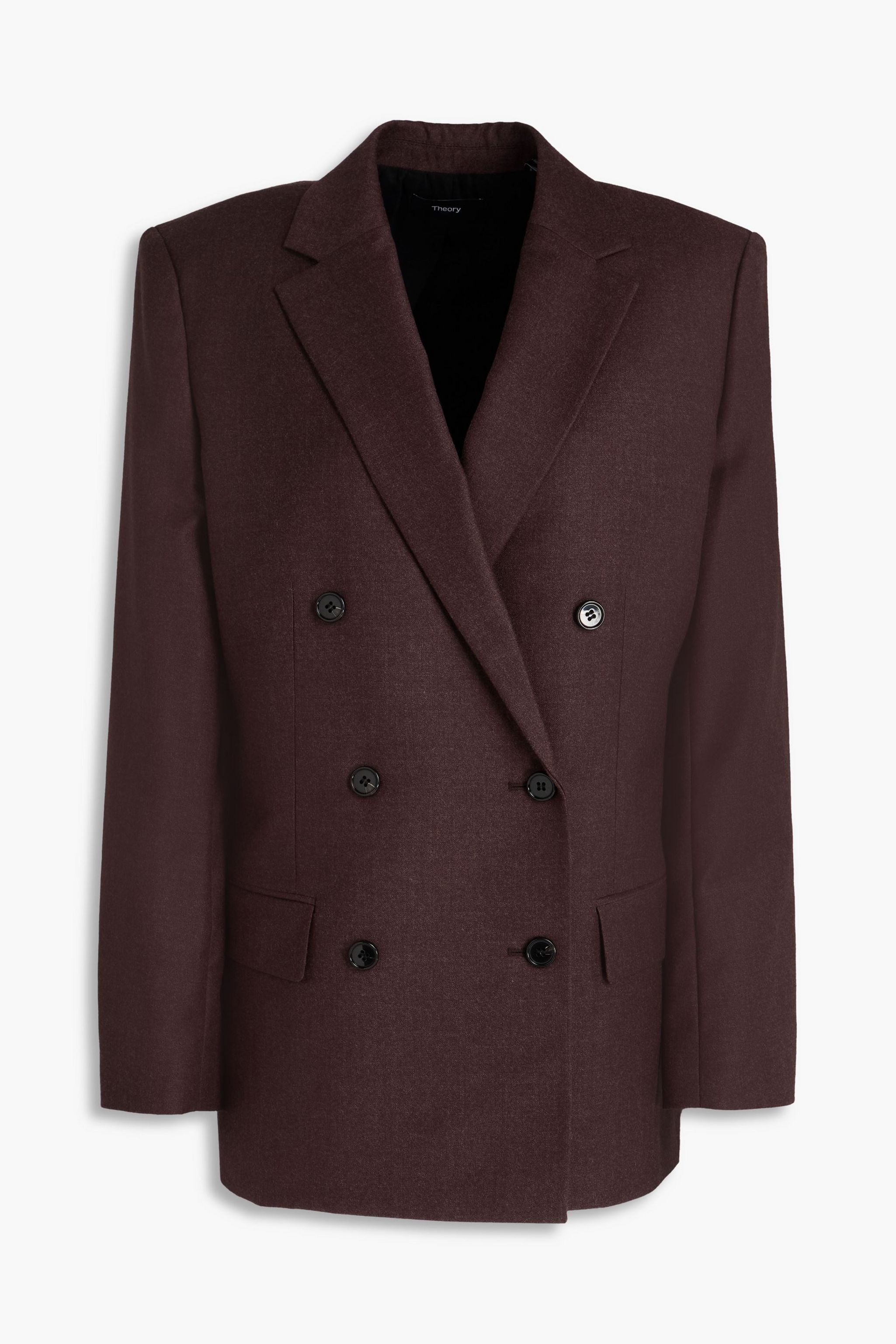 Theory blazer croisé flanelle de laine marron foncé