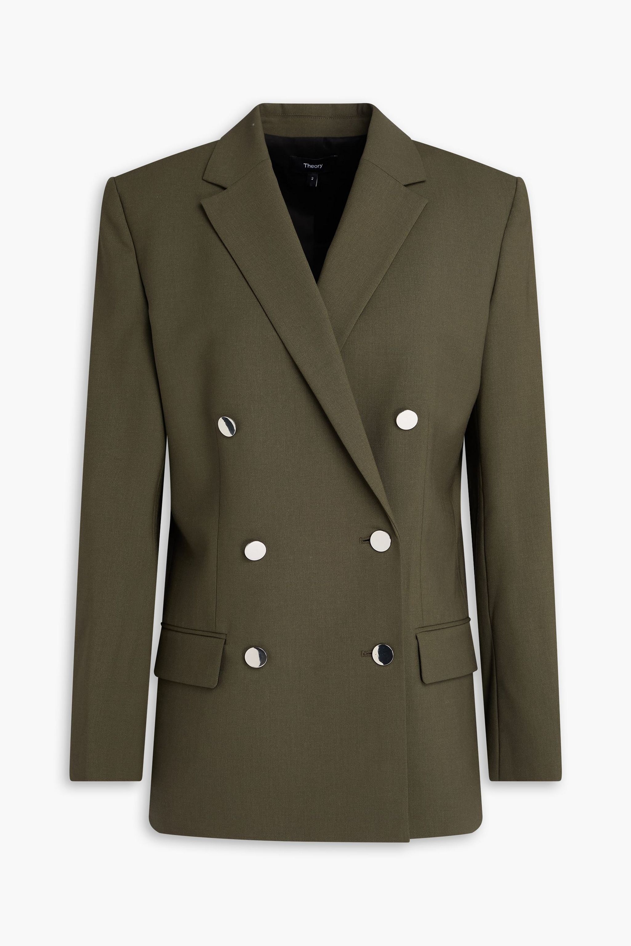 Theory blazer croisé laine mélangée vert armée